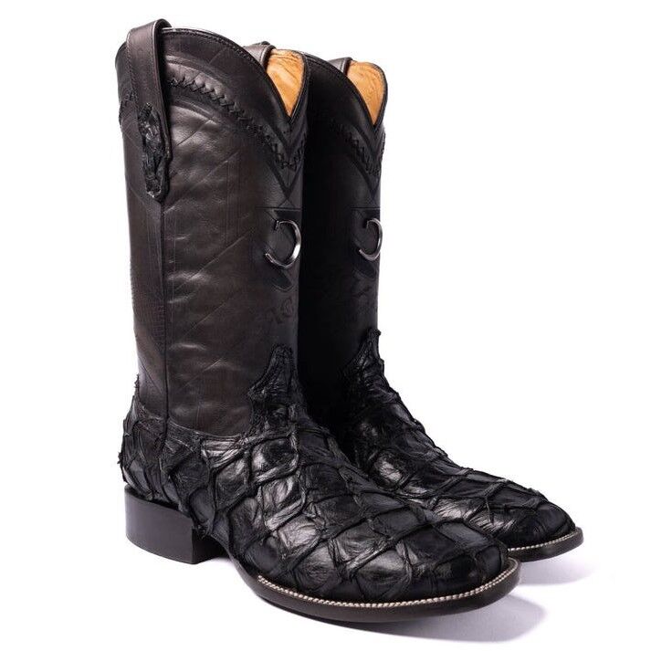 Cuadra CU787 Black Glazed Fish Pirarucu Lazer and Woven